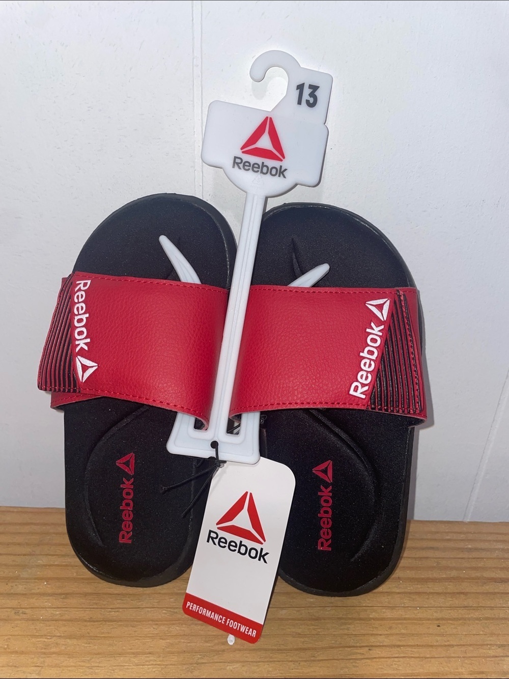 Reebok Red and Black Kids Slide Sandals